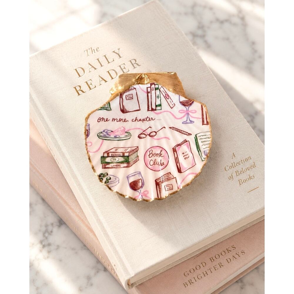 Book Club Scallop Shell Trinket & Ring Dish, Book Lover Gift